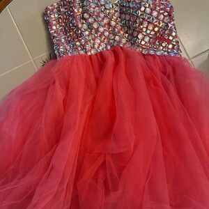 Narianna Pink Sequin Strapless Fit and Flare Dress